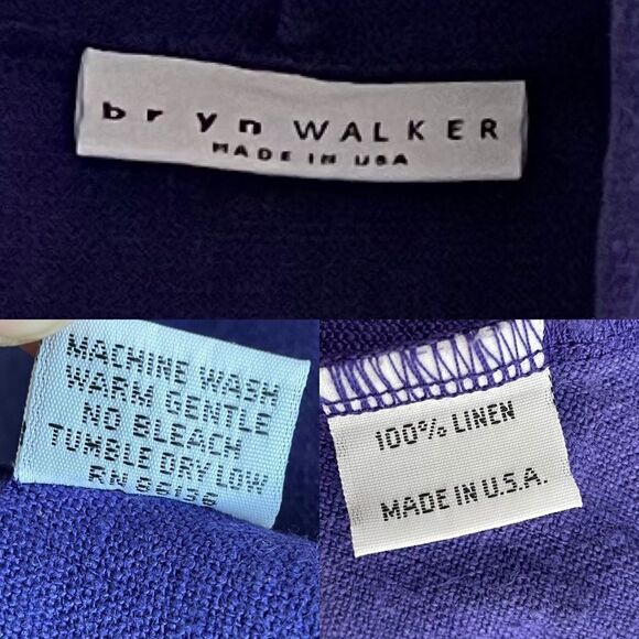 BRYN WALKER Linen Lagenlook Cowl Neck Asymmetrical Tunic Blouse Draped Purple XS - Picture 7 of 7